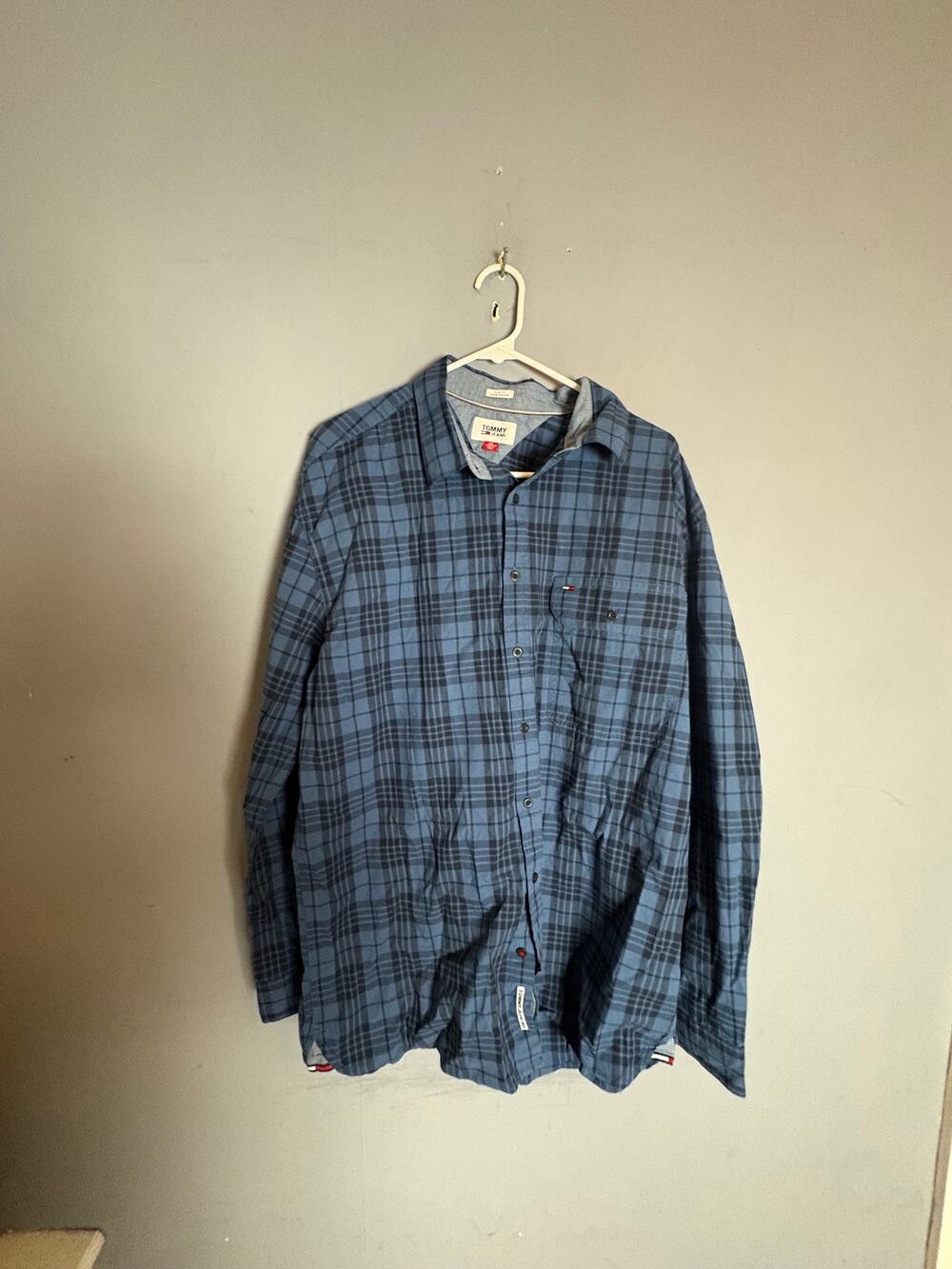 Tommy Jeans Blue Plaid Button Up Shirt Read